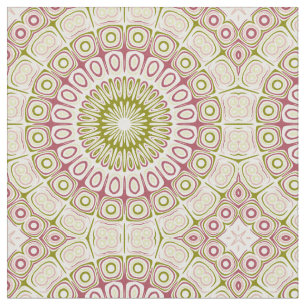 Tela Patrón de Mandala de Olivo y Rosa