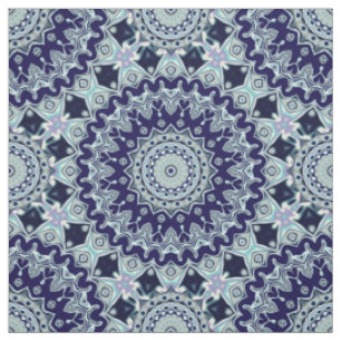 Tela Patrón de Mandala del Boho negro azul