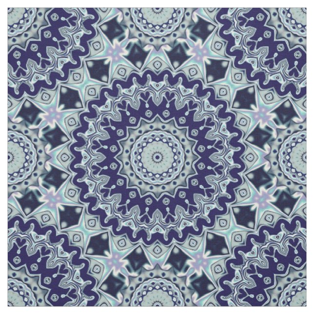 Tela Patrón de Mandala del Boho negro azul (Retal)