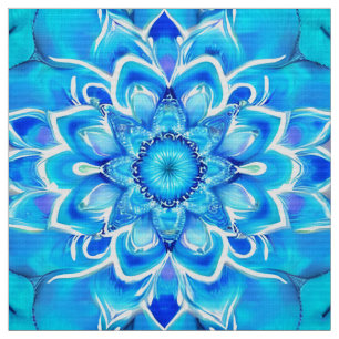 Tela Patrón de Mandala en Batik Sky Blue y Cobalt