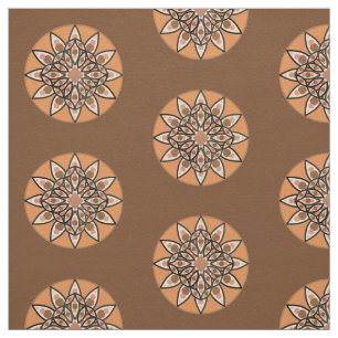 Tela Patrón de Mandala en chocolate, terracota y óxido