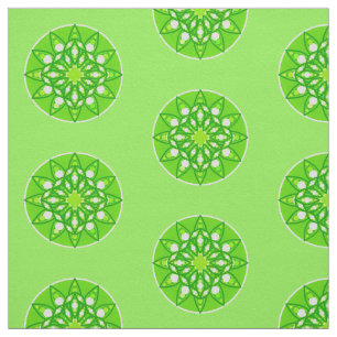 Tela Patrón de Mandala en tonos verde cal