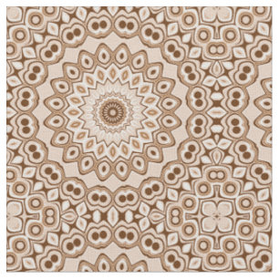 Tela Patrón de Mandala Geométrico Marrón Mocha
