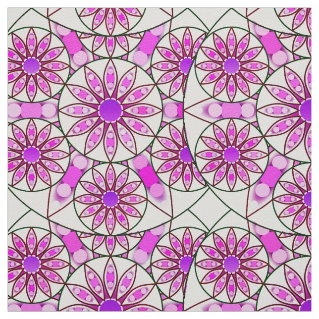 Tela Patrón de Mandala, lavanda, rosa, rosa caliente, b (Retal)