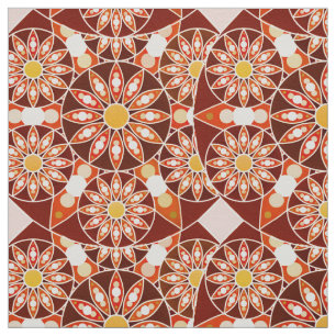 Tela Patrón de Mandala, marrón, óxido, bronceado, beige