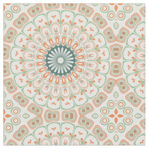 Tela Patrón de Mandala Moderno Naranja y Verde