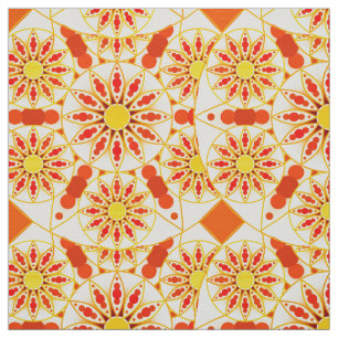 Tela Patrón de Mandala, rojo ladrillo, óxido, oro