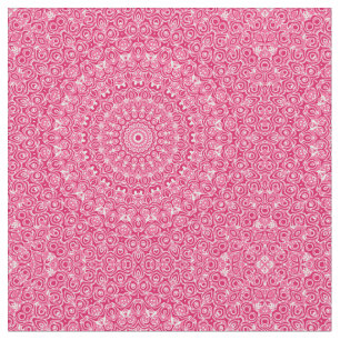 Tela Patrón de Mandala Rosa Brillante y Blanco