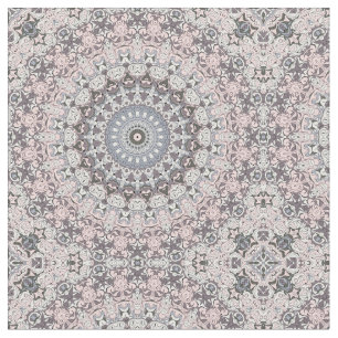 Tela Patrón de Mandala Rosa Gris y Blanco