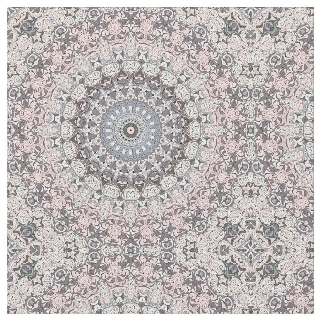 Tela Patrón de Mandala Rosa Gris y Blanco (De cerca)