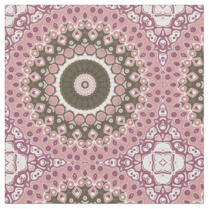 Tela Patrón de Mandala Rosa y Mocha Geometría Floral