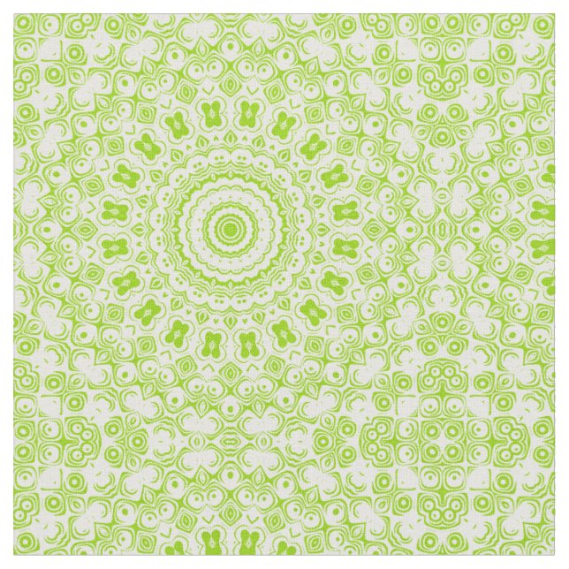 Tela Patrón de Mandala Verde Chartreuse (De cerca)