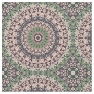 Tela Patrón de Mandala Verde y Marrón Tonos de Tierra