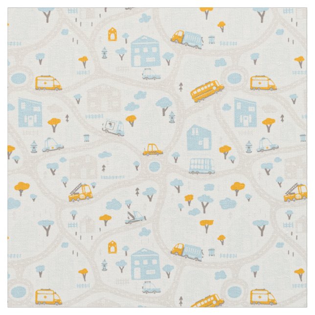 Tela Patrón de mapa del barrio de Cute Pastel (De cerca)
