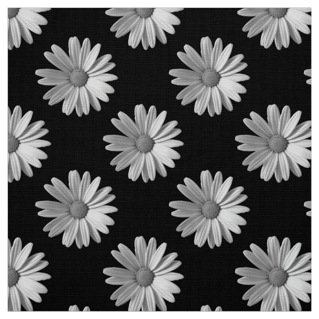 Tela Patrón de margarita - Blanco y negro (Retal)