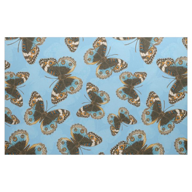 Tela Patrón de mariposa de Blue Pansy ("Cuarto gordo" (fat quarter))