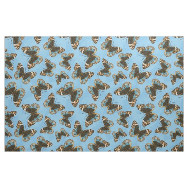 Tela Patrón de mariposa de Blue Pansy ("Cuarto gordo" (fat quarter))