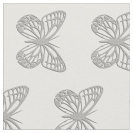 Tela Patrón de mariposa gris plateado