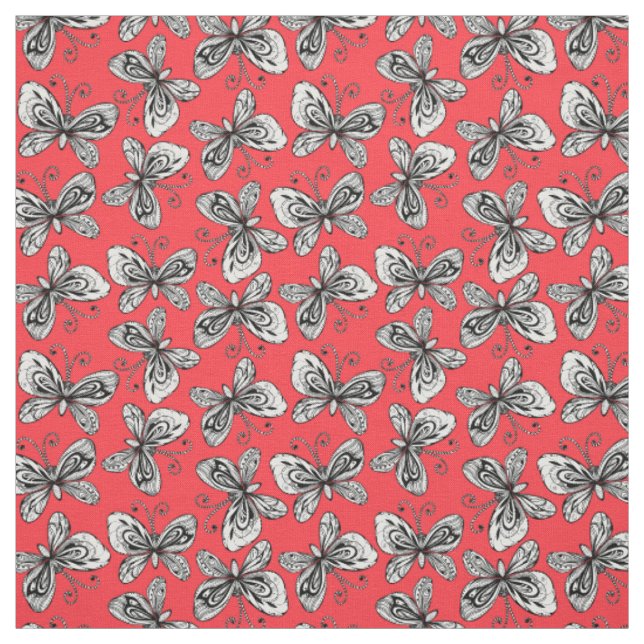 Tela Patrón de mariposas Doodle (Retal)