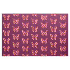 Tela Patrón de mariposas en rojo