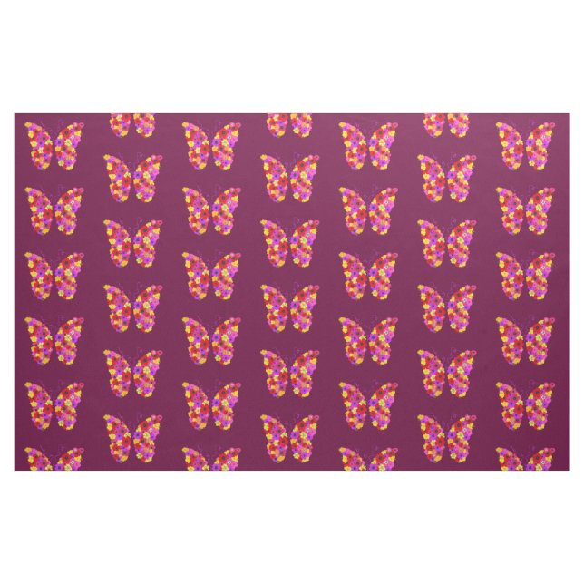 Tela Patrón de mariposas en rojo ("Cuarto gordo" (fat quarter))