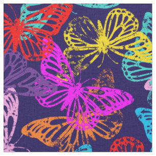 Tela Patrón de mariposas multicolores