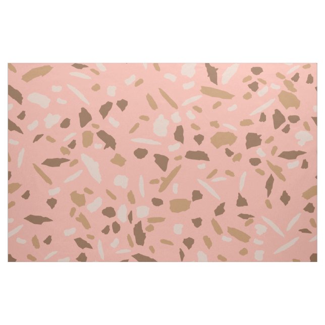 Tela Patrón de mármol Terrazzo melocotón, beige, marrón (Yarda)