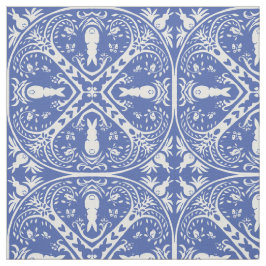 Tela Patrón de medallón de conejo azul medio