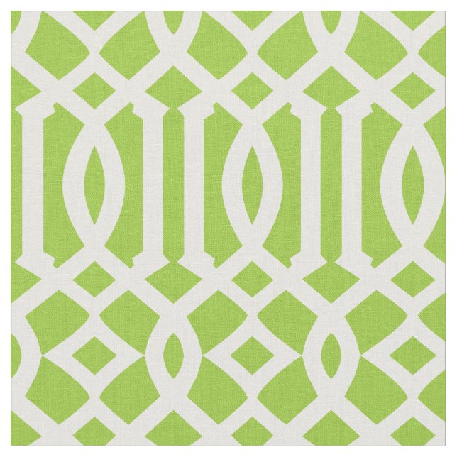 Tela Patrón de moda Apple Green y White Trellis Lattice (De cerca)