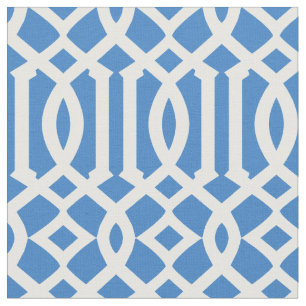 Tela Patrón de moda Azure Blue and White Trellis Lattic