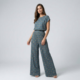 Tela Patrón de Moda Boho de la etnia musulmana azul pro