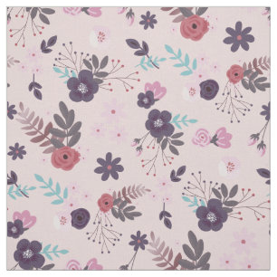Tela Patrón de moda rustico mauve rosa y floral de ciru