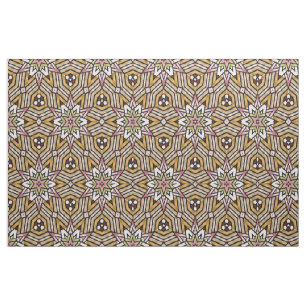 Tela Patrón de mosaico amarillo ocre marrón rosa lindo