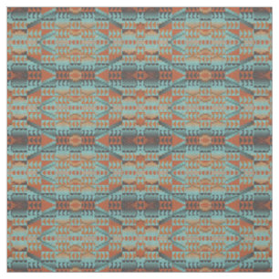 Tela Patrón de mosaico azteca azul turquesa naranja