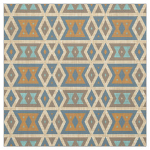 Tela Patrón de mosaico azteca naranja azul turquesa tea