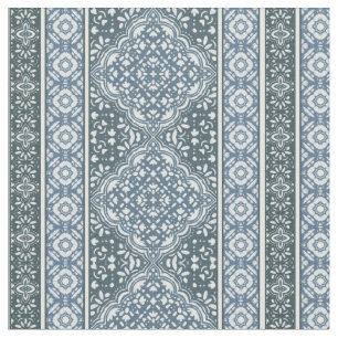 Tela Patrón de mosaico Boho decorativo azul orion