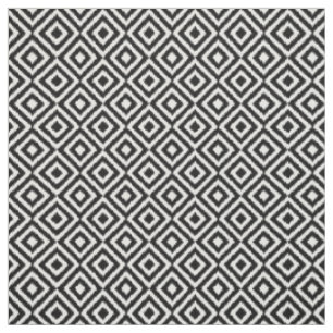Tela Patrón de mosaico cuadrado de ikat blanco y negro