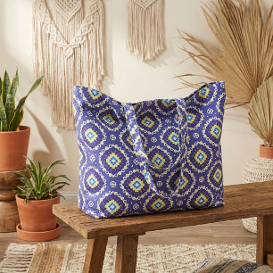 Tela Patrón de mosaico de azúcares mediterráneos azules