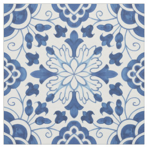 Tela Patrón de mosaico de azulejos azules portugueses v