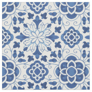 Tela Patrón de mosaico de azulejos azules portugueses v