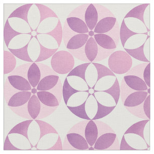 Tela Patrón de mosaico de flores de color morado retro