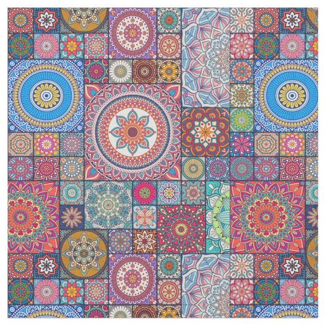 Tela Patrón de mosaico de Mandala/Marruecos (De cerca)