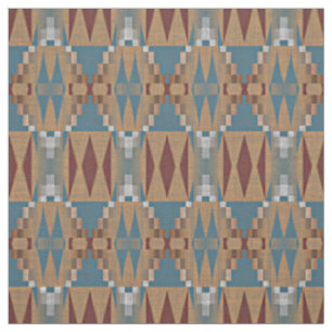 Tela Patrón de mosaico étnico marrón rojizo oscuro verd