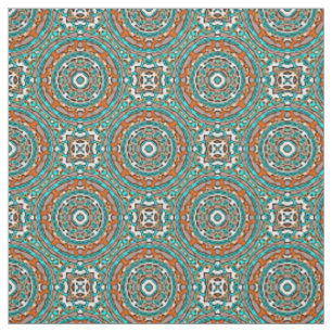Tela Patrón de mosaico étnico naranja turquesa moderno