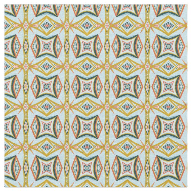 Tela Patrón de mosaico geométrico azul (De cerca)