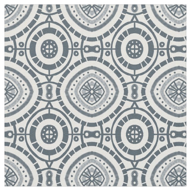 Tela Patrón de mosaico geométrico denim (De cerca)