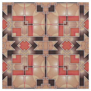 Tela Patrón de mosaico geométrico Guay rojo crema marró