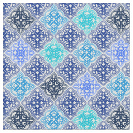 Tela Patrón de mosaico marroquí pintado de azul