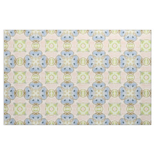 Tela Patrón de mosaico Nouveau verde pastel rosa azul l