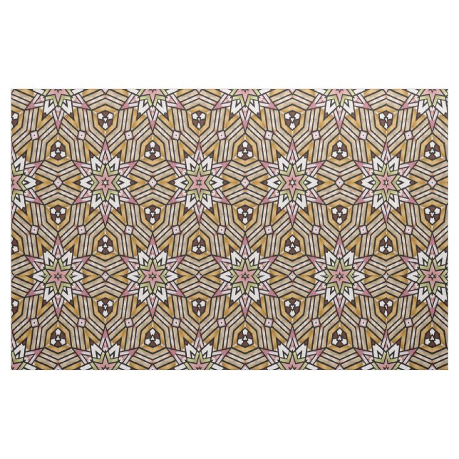 Tela Patrón de mosaico rosa amarillo marrón ocre ("Cuarto gordo" (fat quarter))